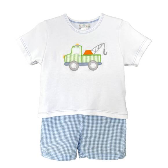 PETIT AMI ZUBELS Other - NEW PETIT AMI ZUBELS boys shirt and shorts set with tow truck applique in white
